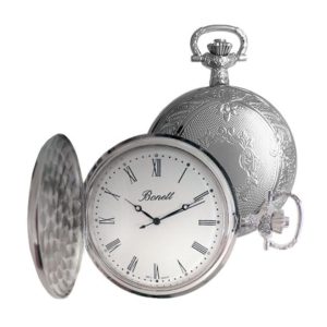 Lommeur med klokkekjede, krom